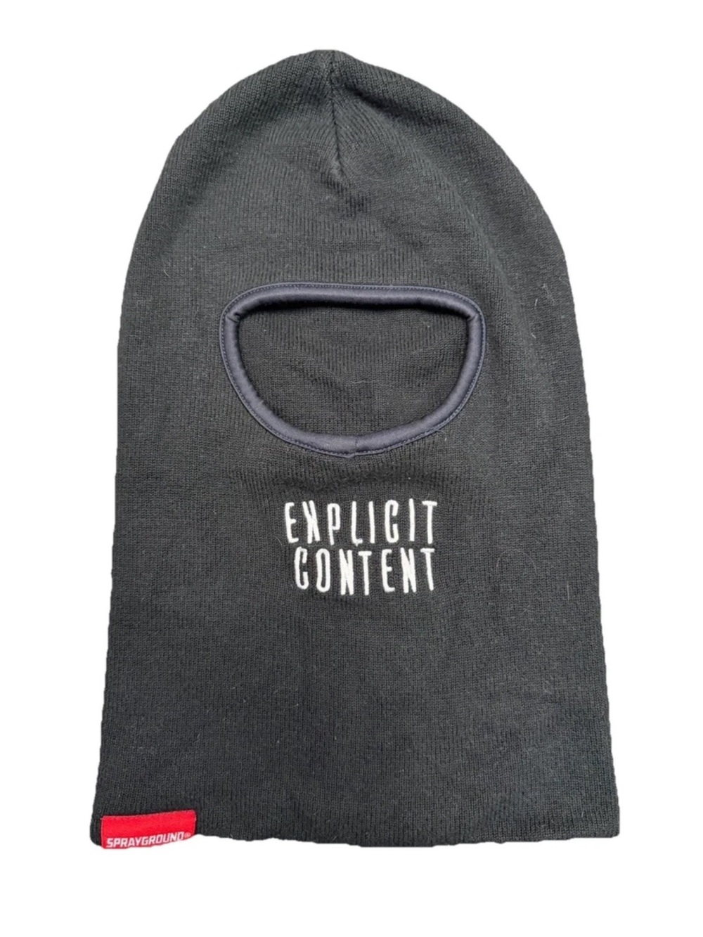 Sprayground Black 'Explicit Content' Face Mask Beanie